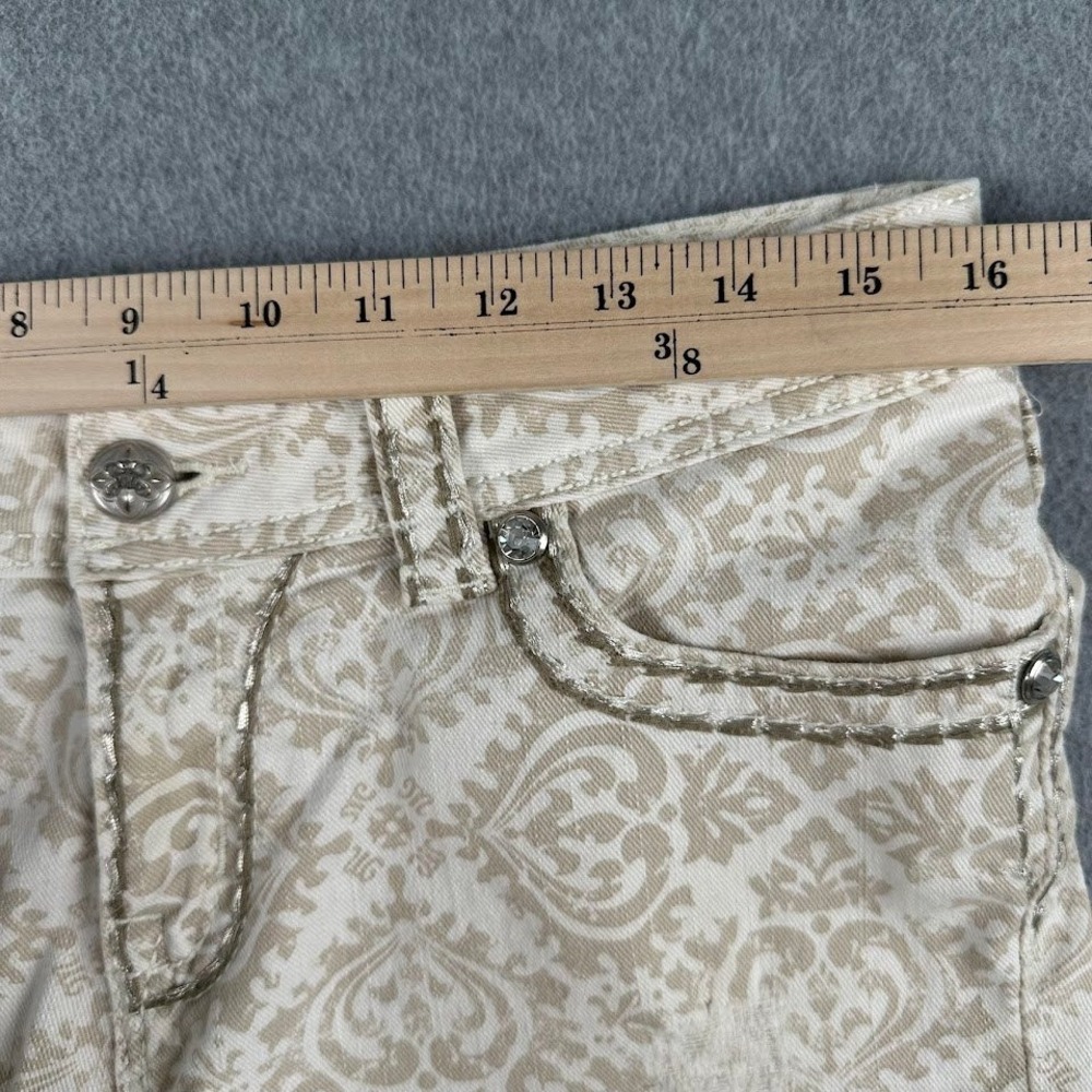 Miss Me Shorts 29 White Damask Paisley Cut Off Thick Stitch Flap Pocket CE4021H4 - Picture 5 of 8